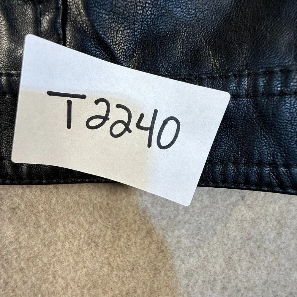 LJYH Boys Black Faux Leather Moto Jacket Cafe Racer Size 11-12 Years 150cm